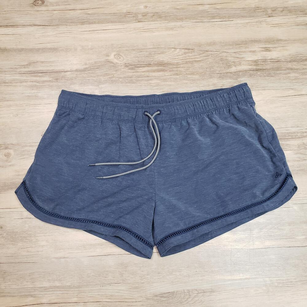 PrAna Shorts Womens Large Blue Drawstring Pockets Athletic 2.5 Inseam Gym